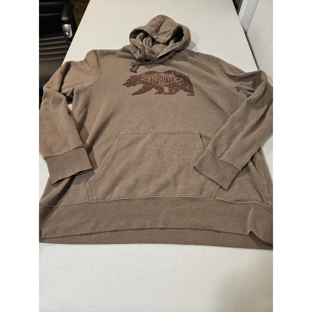 The North Face Pullover Hoodie‎ Mens Size XL Bear Graphic Sweatshirt Brown